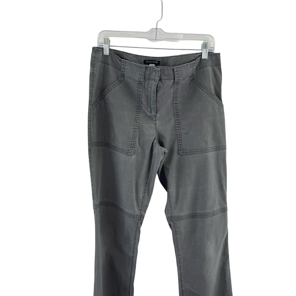 Eileen Fisher Pants Womens Small Gray Straight Leg Utility Zipper Hem Pockets - Picture 2 of 16